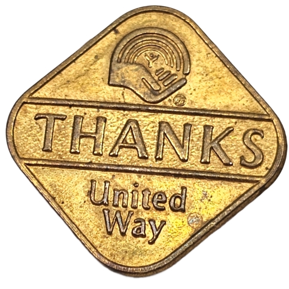 Vintage United Way THANKS Pin Gold Tone Union Made USA Lapel Hat Pinback